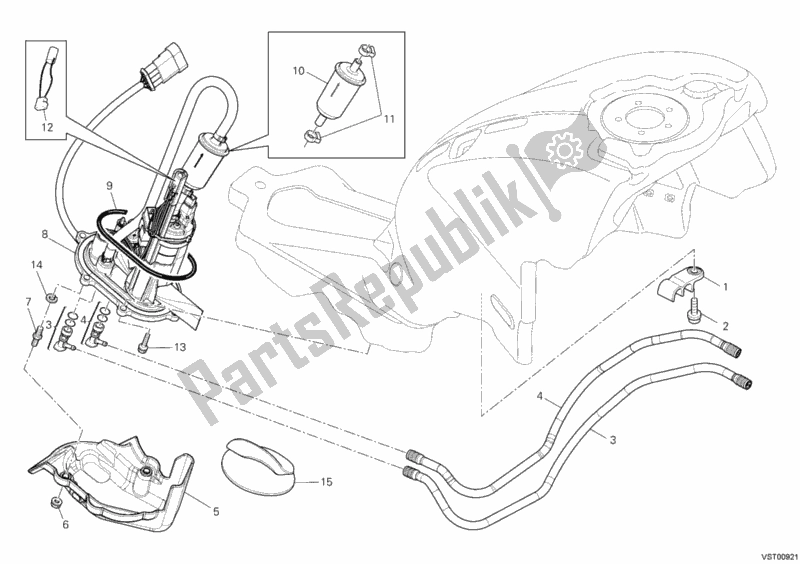 Todas las partes para Bomba De Combustible de Ducati Monster 696 ABS USA 2013